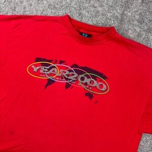 VTG‎ Year 2000 T Shirt Mens XL Red Celebrate The World Millennium Graphic Y2K